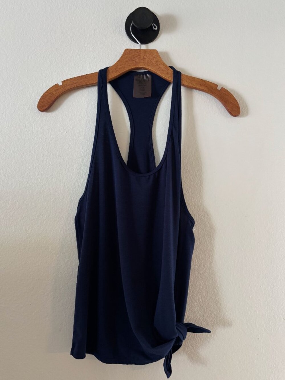 DYI Navy Blue Asymmetric Flow Side Tie Tank Top S, Workout Racerback Athleisure